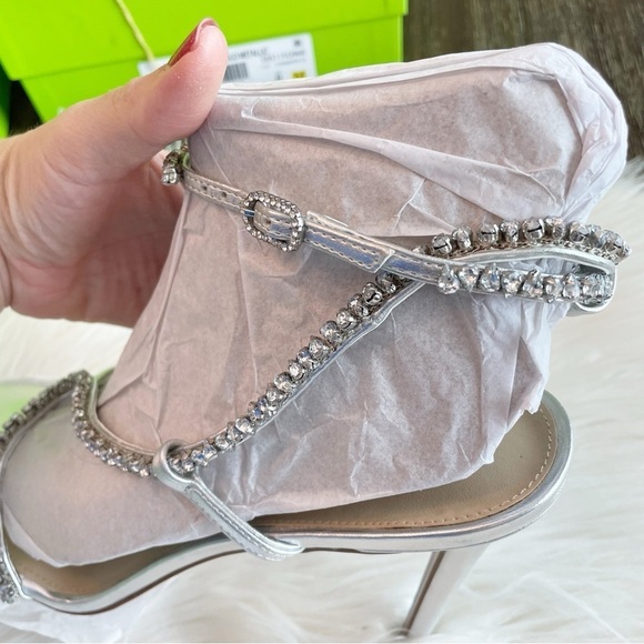 Sam Edelman Granger Silver Ankle Strap Rhinestone Stiletto Heel Sandal NIB - Picture 8 of 16